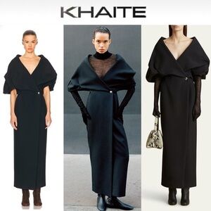 KHAITE Truman Puff-Sleeve Maxi Dress in Black sz 2 NWT 3600$